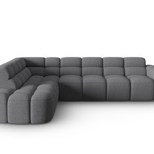 Coltar stanga 5 locuri, Lisa-193, Micadoni Home, 293x234x77 cm, tesatura structurata, gri