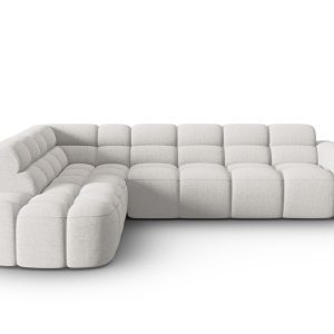 Coltar stanga 5 locuri, Lisa-193, Micadoni Home, 293x234x77 cm, tesatura structurata, gri deschis