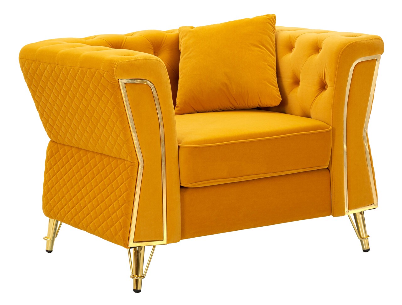 Fotoliu cu perna decorativa Emy, Mauro Ferretti, 104x83x76 cm, eucalipt/pin/catifea, galben mustar/auriu Fotoliu cu perna decorativa Emy, Mauro Ferretti, 104x83x76 cm, eucalipt/pin/catifea, galben mustar/auriu