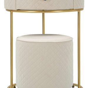 Masa de toaleta cu taburet / masuta dressing Vellit, Mauro Ferretti, 52x70 cm, lemn de pin/MDF/metal, crem