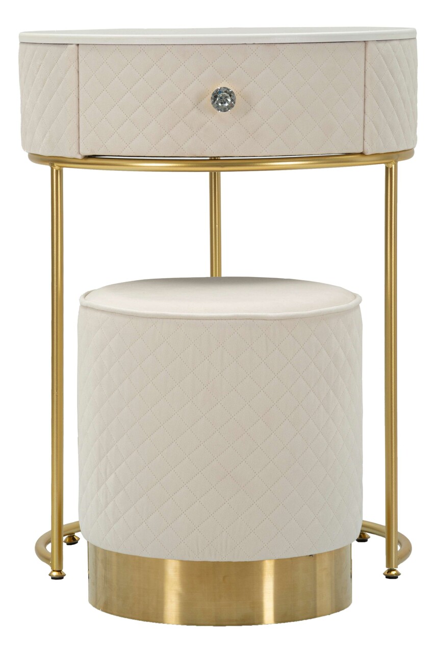 Masa de toaleta cu taburet / masuta dressing Vellit, Mauro Ferretti, 52×70 cm, lemn de pin/MDF/metal, crem Masa de toaleta cu taburet / masuta dressing Vellit, Mauro Ferretti, 52x70 cm, lemn de pin/MDF/metal, crem