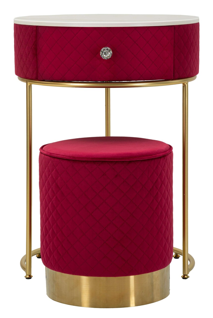 Masa de toaleta cu taburet / masuta dressing Vellit, Mauro Ferretti, 52×70 cm, lemn de pin/MDF/metal, rosu Masa de toaleta cu taburet / masuta dressing Vellit, Mauro Ferretti, 52x70 cm, lemn de pin/MDF/metal, rosu