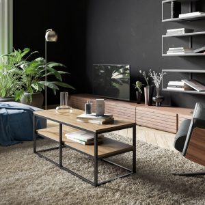 Masuta de cafea, Hanah Home, Forteaus, 110.4x47x52 cm, Nuc / Negru