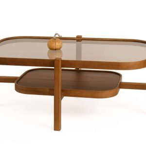 Masuta de cafea, Hanah Home, Godiva, 110x48x70 cm, Lemn masiv, Maro
