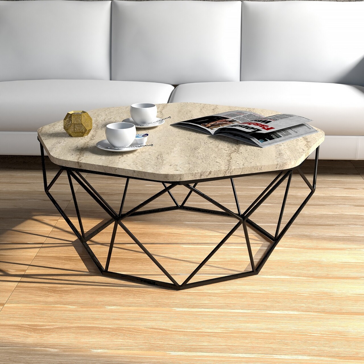 Masuta de cafea, Hanah Home, Diamond, 90x38x90 cm, Travertin Masuta de cafea, Hanah Home, Diamond, 90x38x90 cm, Travertin