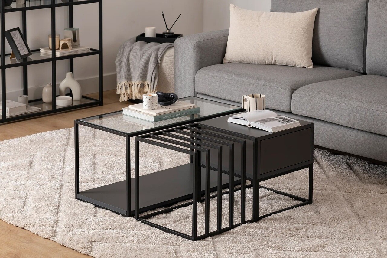 Masuta de cafea, Hanah Home, Charlotte, 90x37x90 cm, Negru Masuta de cafea, Hanah Home, Charlotte, 90x37x90 cm, Negru