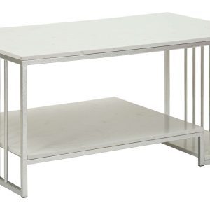 Masuta de cafea Kayseri, Mauro Ferretti, 90x45x60 cm, fier/marmura, argintiu/alb Masuta de cafea Kayseri, Mauro Ferretti, 90x45x60 cm, fier/marmura, argintiu/alb