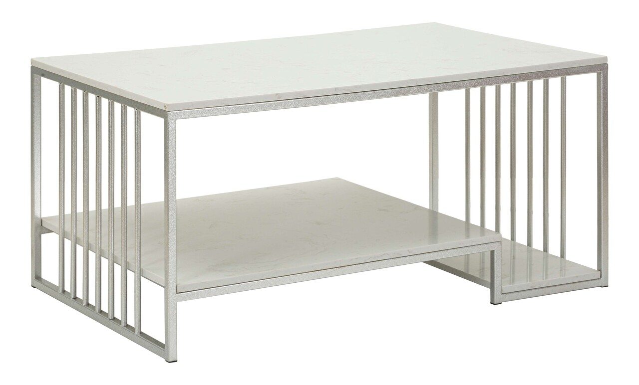Masuta de cafea Kayseri, Mauro Ferretti, 90x45x60 cm, fier/marmura, argintiu/alb Masuta de cafea Kayseri, Mauro Ferretti, 90x45x60 cm, fier/marmura, argintiu/alb