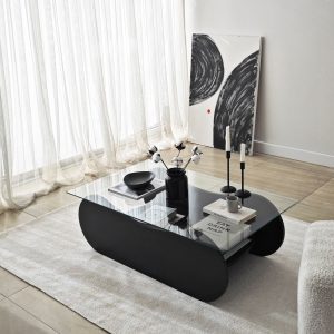 Masuta de cafea, Hanah Home, Brise, 105x35x65 cm, Negru/Transparent Masuta de cafea, Hanah Home, Brise, 105x35x65 cm, Negru/Transparent