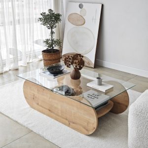 Masuta de cafea, Hanah Home, Brise, 105x35x65 cm, Stejar Safir / Transparent