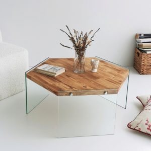 Masuta de cafea, Hanah Home, Hexagon S304, 80x35x70 cm, Stejar