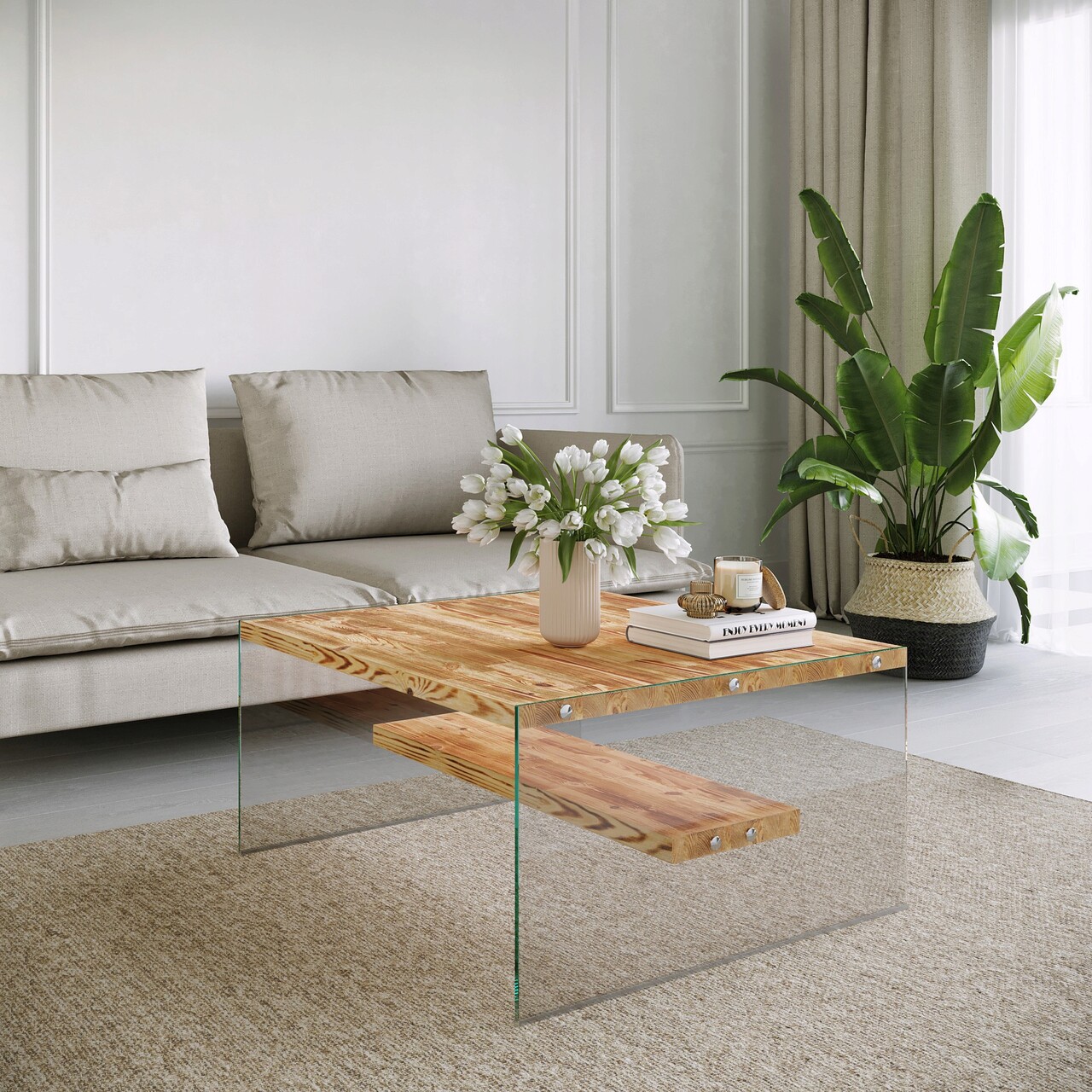 Masuta de cafea, Hanah Home, Niagara S101, 75x40x75 cm, Stejar Masuta de cafea, Hanah Home, Niagara S101, 75x40x75 cm, Stejar