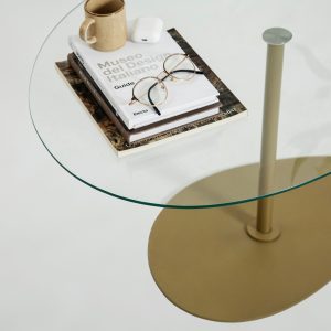 Masuta de cafea, Hanah Home, Porto, 90x40x60 cm, Transparent/Auriu