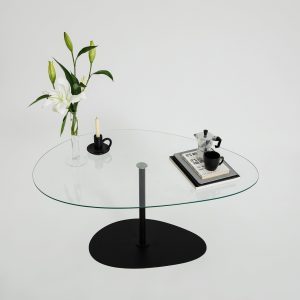 Masuta de cafea, Hanah Home, Porto, 90x40x60 cm, Transparent/Negru