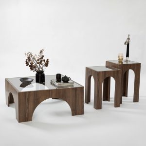 Masuta de cafea, Hanah Home, Seine, 80x35x80 cm, Transparent/Nuc