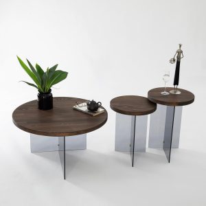 Masuta de cafea, Hanah Home, Serenity, 70x40 cm, Nuc / Gri închis