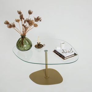 Masuta de cafea, Hanah Home, Soho, 85x40x67 cm, Transparent/Auriu