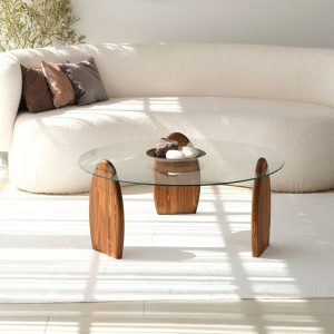 Masuta de cafea, Hanah Home, Surf, 90x41x90 cm, Castaniu / Transparent Masuta de cafea, Hanah Home, Surf, 90x41x90 cm, Castaniu / Transparent