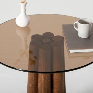 Masuta de cafea, Hanah Home, Thales, 50x50x50 cm, Bronz / Nuc Masuta de cafea, Hanah Home, Thales, 50x50x50 cm, Bronz / Nuc