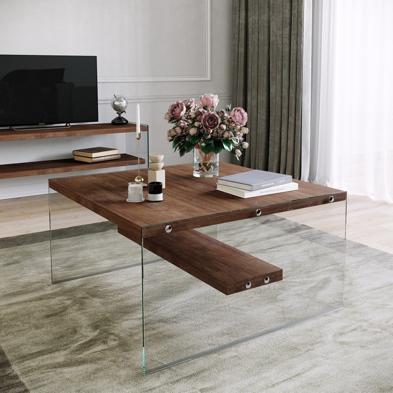 Masuta de cafea S100, Neostill, 75 x 75 x 40 cm, walnut Masuta de cafea S100, Neostill, 75 x 75 x 40 cm, walnut