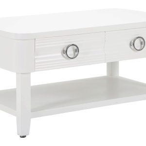 Masuta de cafea, Shine, Mauro Ferretti, 90 x 60 x 47 cm, lemn de brad/MDF/metal, alb