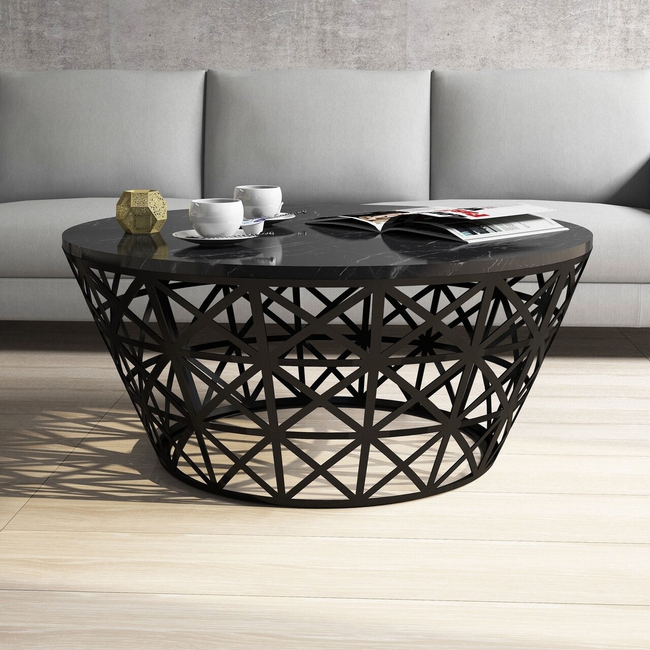 Masuta de cafea Stil Black, Hommy Craft, 90x90x38 cm, negru Masuta de cafea Stil Black, Hommy Craft, 90x90x38 cm, negru