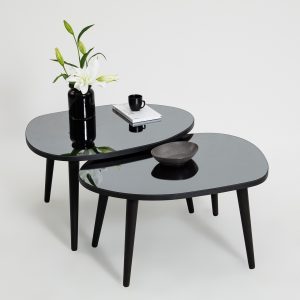 Set masute 2 piese, Hanah Home, Gusto Set- Black, Fumuriu, Negru / Fume Set masute 2 piese, Hanah Home, Gusto Set- Black, Fumuriu, Negru / Fume