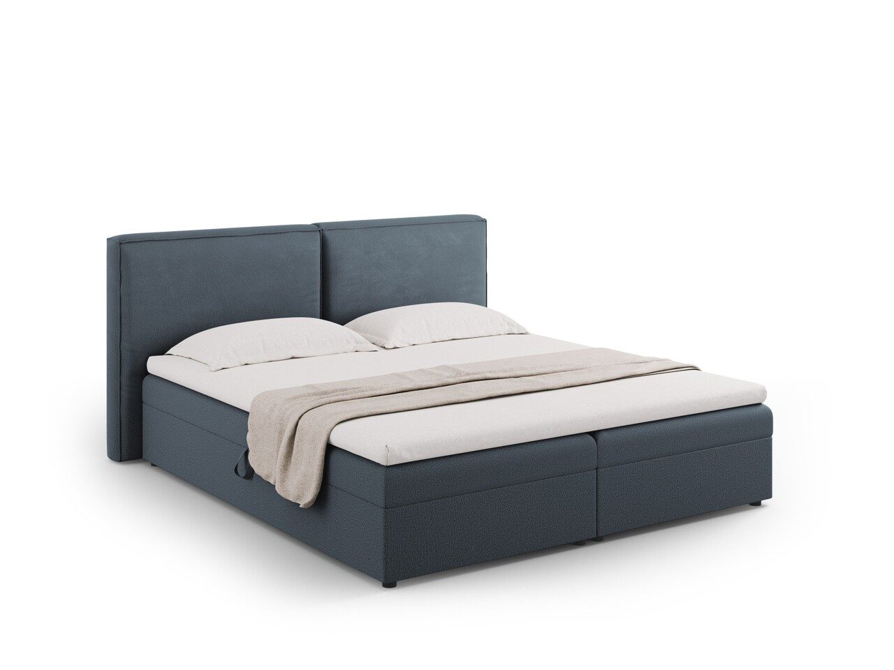 Pat continental cu saltea, topper si lada depozitare, 160×200 cm, Micadoni Home, Jodie-78, tesatura structurata, albastru Pat continental cu saltea, topper si lada depozitare, 160x200 cm, Micadoni Home, Jodie-78, tesatura structurata, albastru