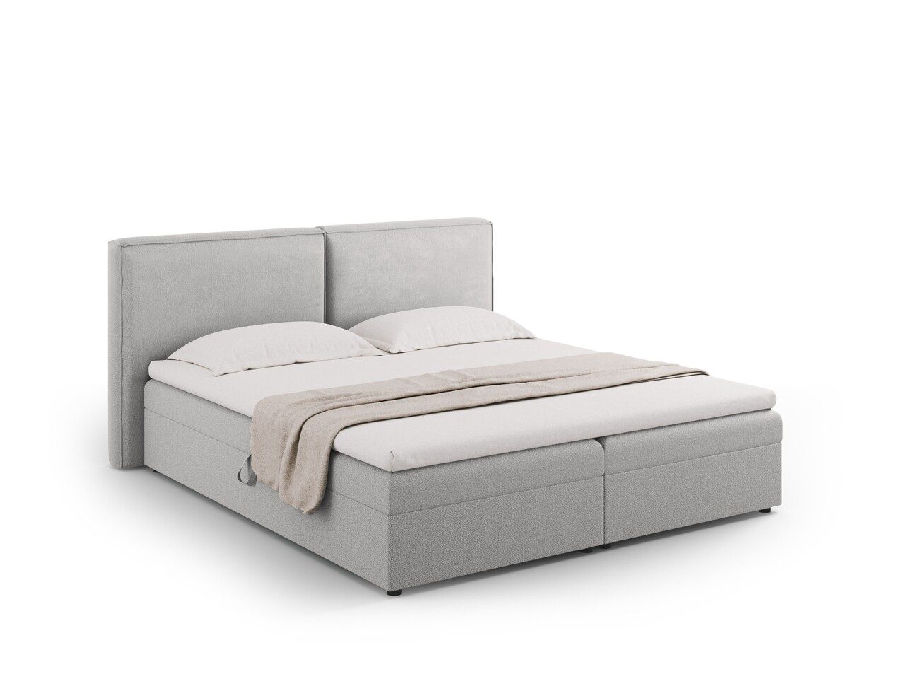 Pat continental cu saltea, topper si lada depozitare, 180×200 cm, Micadoni Home, Jodie-78, tesatura structurata, gri deschis Pat continental cu saltea, topper si lada depozitare, 180x200 cm, Micadoni Home, Jodie-78, tesatura structurata, gri deschis