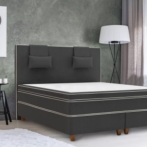 Pat matrimonial, Luxury Stockholm, 180×200 cm, saltea tip Pocket, topper latex, Antracit Pat matrimonial, Luxury Stockholm, 180x200 cm, saltea tip Pocket, topper latex, Antracit