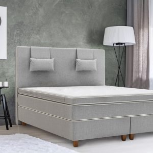Pat matrimonial, Luxury Stockholm, 180×200 cm, saltea tip Pocket, topper memory, Gri Pat matrimonial, Luxury Stockholm, 180x200 cm, saltea tip Pocket, topper memory, Gri