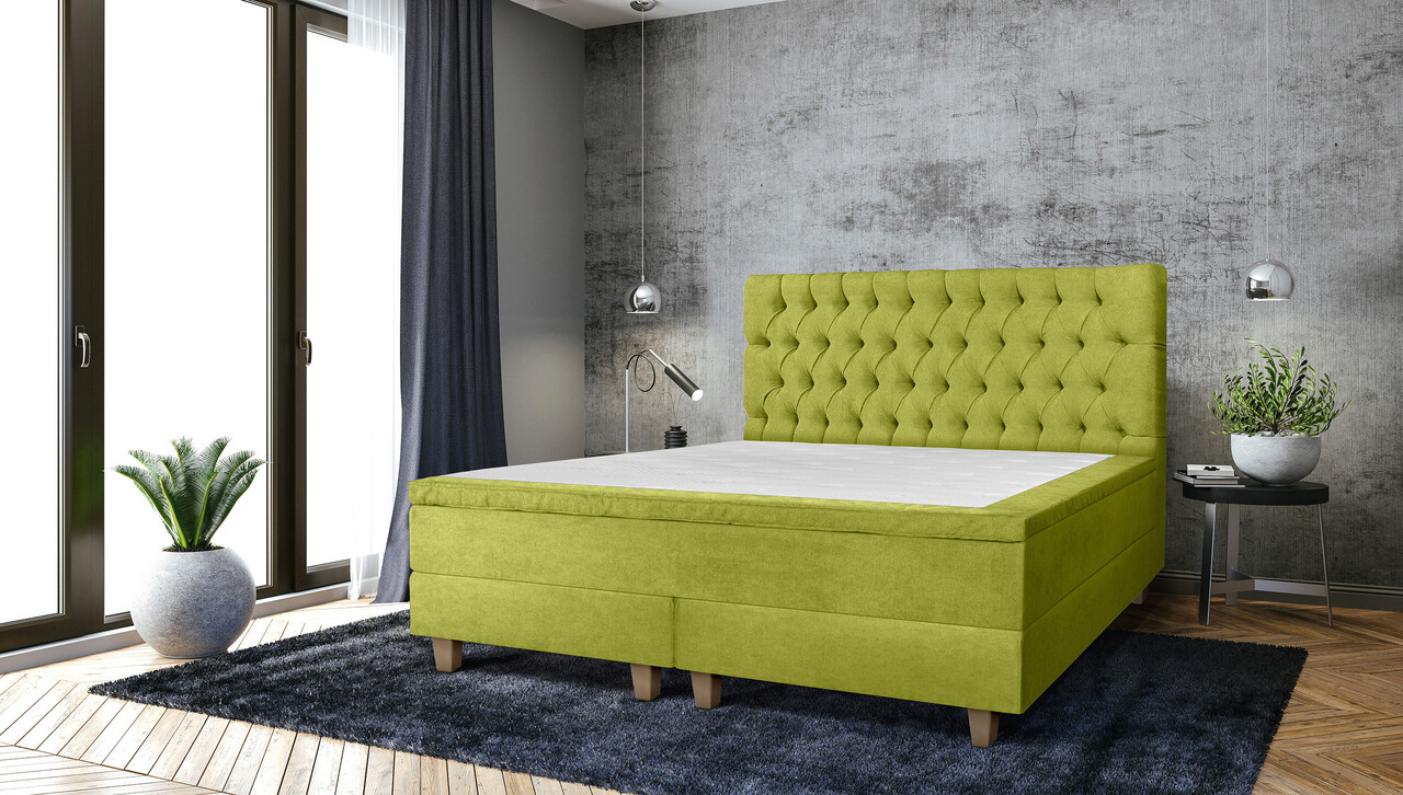 Pat matrimonial, Stockholm, Chester E, 180×200 cm, saltea tip Pocket, topper memory, Verde Pat matrimonial, Stockholm, Chester E, 180x200 cm, saltea tip Pocket, topper memory, Verde