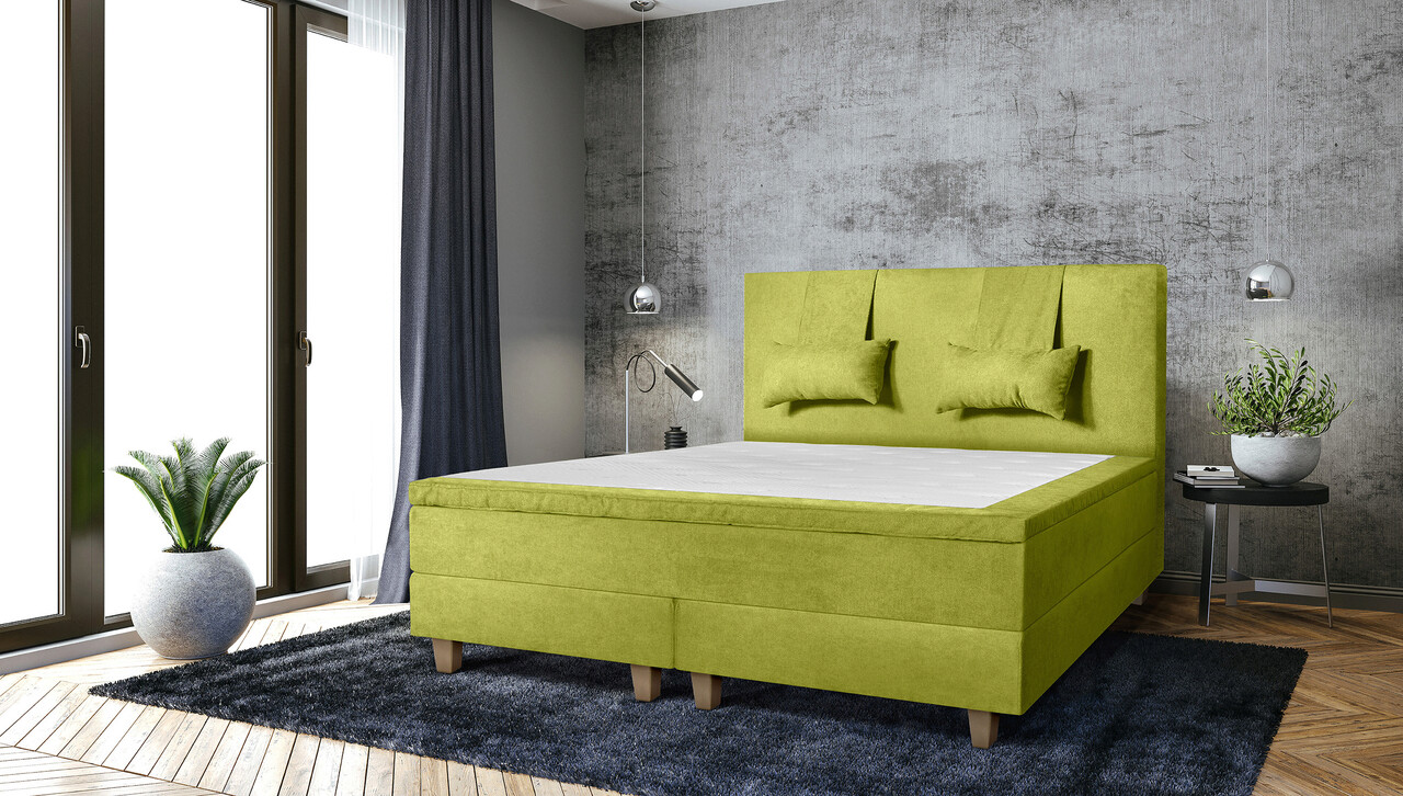 Pat matrimonial, Stockholm, Classic E, 140×200 cm, saltea tip Pocket, topper memory, Verde Pat matrimonial, Stockholm, Classic E, 140x200 cm, saltea tip Pocket, topper memory, Verde