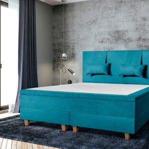 Pat matrimonial, Stockholm, Classic E, 160×200 cm, saltea tip Pocket, topper memory, Turcoaz Pat matrimonial, Stockholm, Classic E, 160x200 cm, saltea tip Pocket, topper memory, Turcoaz
