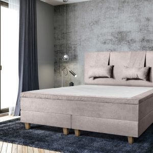 Pat matrimonial, Stockholm, Classic E, 180x200 cm, saltea tip Pocket, topper memory, Taupe