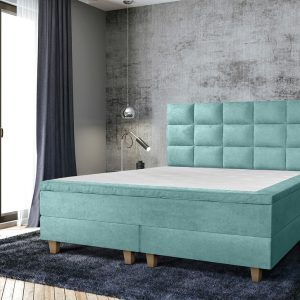 Pat matrimonial, Stockholm, Cubic E, 140x200 cm, saltea tip Pocket, topper memory, Mint