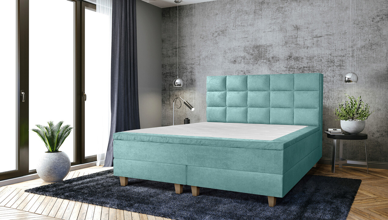 Pat matrimonial, Stockholm, Cubic E, 160×200 cm, saltea tip Pocket, topper memory, Mint Pat matrimonial, Stockholm, Cubic E, 160x200 cm, saltea tip Pocket, topper memory, Mint