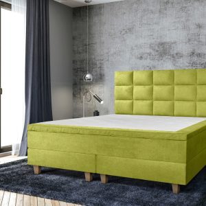 Pat matrimonial, Stockholm, Cubic E, 160x200 cm, saltea tip Pocket, topper memory, Verde