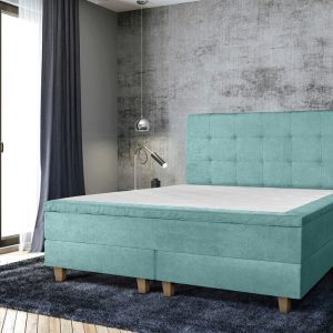 Pat matrimonial, Stockholm, Dots E, 180x200 cm, saltea tip Pocket, topper memory, Mint
