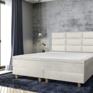Pat matrimonial, Stockholm, Harmony E, 140x200 cm, saltea tip Pocket, topper memory, Bej