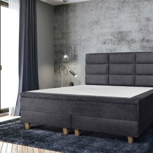 Pat matrimonial, Stockholm, Harmony E, 140x200 cm, saltea tip Pocket, topper memory, Graphite