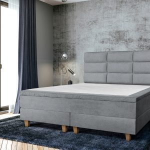 Pat matrimonial, Stockholm, Harmony E, 180x200 cm, saltea tip Pocket, topper memory, Gri