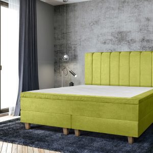 Pat matrimonial, Stockholm, Lines E, 140x200 cm, saltea tip Pocket, topper memory, Verde