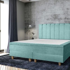 Pat matrimonial, Stockholm, Lines E, 180x200 cm, saltea tip Pocket, topper memory, Mint