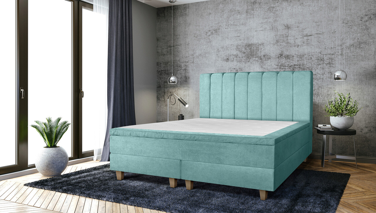 Pat matrimonial, Stockholm, Lines E, 180×200 cm, saltea tip Pocket, topper memory, Mint Pat matrimonial, Stockholm, Lines E, 180x200 cm, saltea tip Pocket, topper memory, Mint