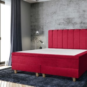 Pat matrimonial, Stockholm, Lines E, 180×200 cm, saltea tip Pocket, topper memory, Rosu Pat matrimonial, Stockholm, Lines E, 180x200 cm, saltea tip Pocket, topper memory, Rosu