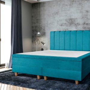 Pat matrimonial, Stockholm, Lines E, 180×200 cm, saltea tip Pocket, topper memory, Turcoaz Pat matrimonial, Stockholm, Lines E, 180x200 cm, saltea tip Pocket, topper memory, Turcoaz
