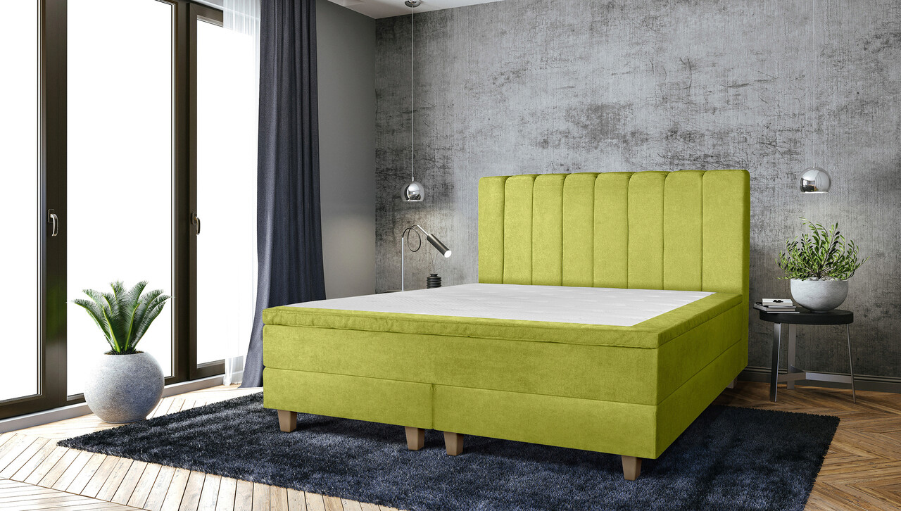 Pat matrimonial, Stockholm, Lines E, 180×200 cm, saltea tip Pocket, topper memory, Verde Pat matrimonial, Stockholm, Lines E, 180x200 cm, saltea tip Pocket, topper memory, Verde