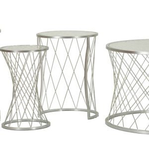 Set 4 masute de cafea Noah, Mauro Ferretti, 70x70x45 cm – 28x28x45 cm, fier/sticla, argintiu Set 4 masute de cafea Noah, Mauro Ferretti, 70x70x45 cm - 28x28x45 cm, fier/sticla, argintiu