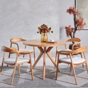 Set masa si 4 scaune, Hanah Home, Lindy, Natural